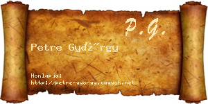 Petre György névjegykártya